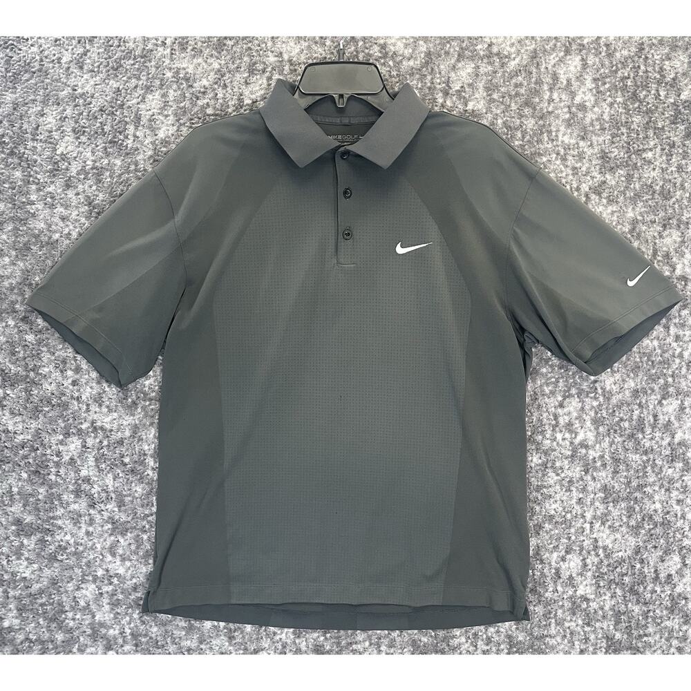 Nike Golf Polo Shirt Mens Gray Large Short Sleeve DriFit Performance Athletic